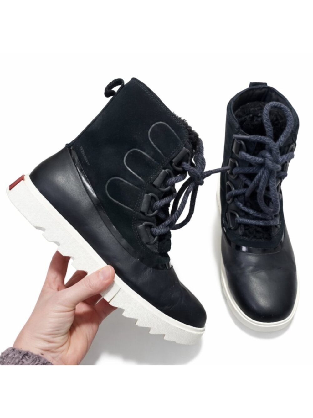 SOREL Joan Of Arctic Next Lite Shearling Snow Boots Black 8.5 Leather Winter